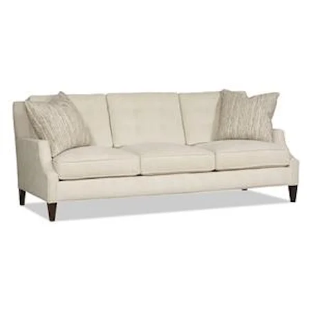 Contemporary Three Over Three Sofa with Scalloped Track Arms